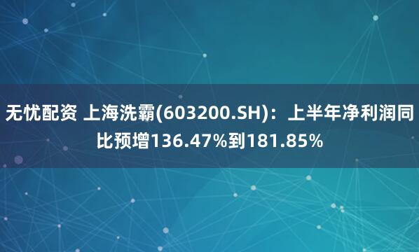 无忧配资 上海洗霸(603200.SH)：上半年净利润同比预增136.47%到181.85%