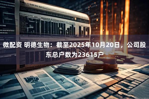 微配资 明德生物：截至2025年10月20日，公司股东总户数为23615户